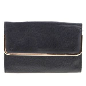 Colette Black Faux Leather Clutch with Goldtone Trim